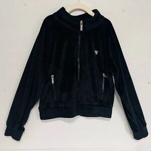 Guess Black Velour Zip Up Sweatshirt Girls Size 10